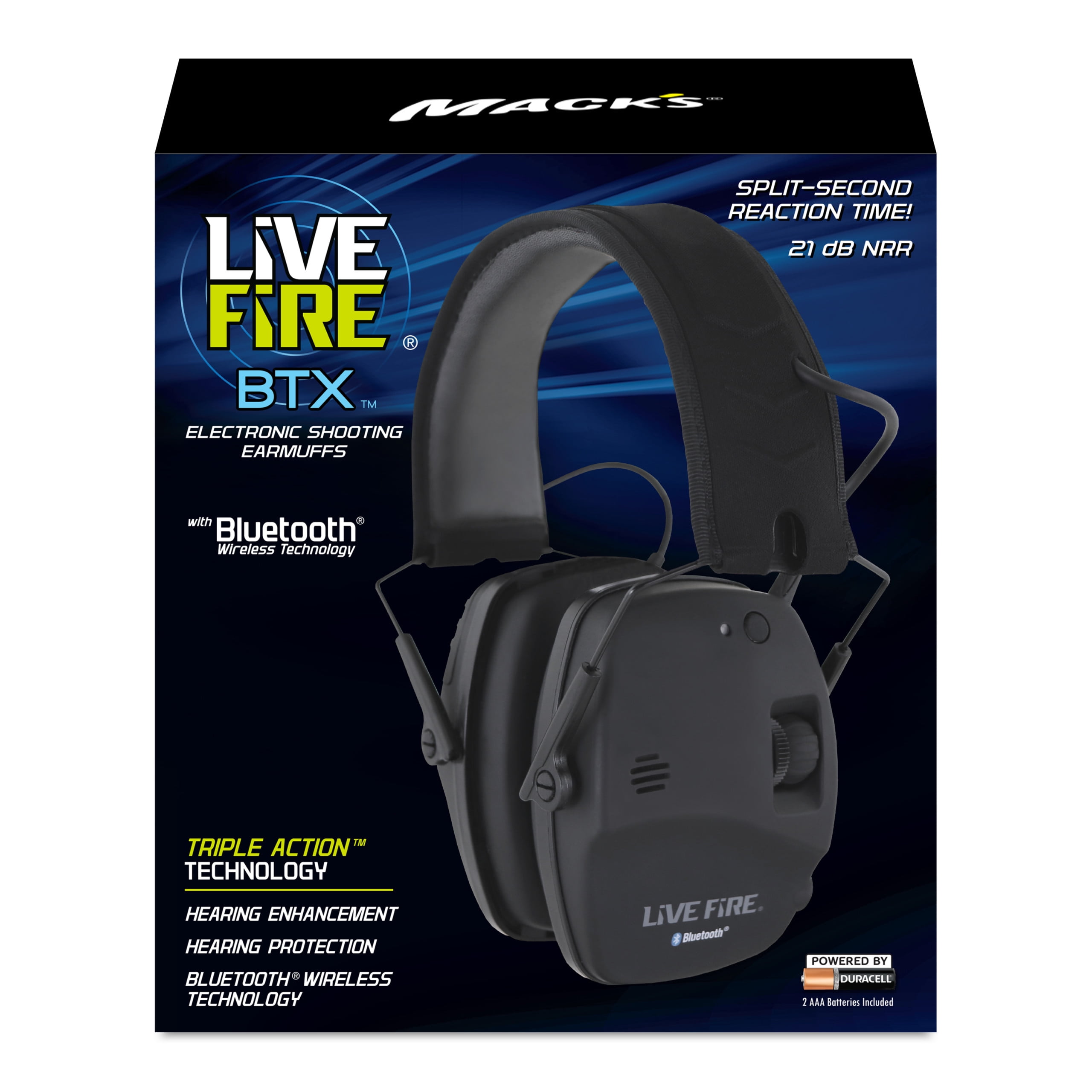 Mack's Live Fire BTX Electronic Shooting Earmuffs with Bluetooth Wireless Technology for Hunting