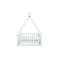 thumbnail image 6 of Bellemave Twin Size Floor Bed with Door, Teepee Tent Bed Beds, Twin Montessori Floor Bed with Guardrails, Wood House Bed with Slats, White, 6 of 8