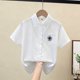 thumbnail image 5 of Odeerbi Camisa de Vestido de Algodón de Las Niñas Flor Bordado de Manga Corta Uniforme de La Escuela Con Bolsillo, 5 of 9