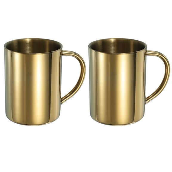 Uxcell 2Pcs Stainless Steel Coffee Mugs, 14 Ounces Metal Double Walled Travel Camping Tea Coffee Mugs