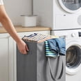 thumbnail image 6 of Slim Rolling Laundry Hamper With Wheels, 65L Narrow Woven Fabric Foldable Foldable Dirty Garments Basket With Lid For Small Spaces, 6 of 6