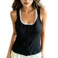 thumbnail image 2 of Pounoo Women's Tank Tops Sleeveless Button Front Contrast Trim Solid Casual Tops Summer Street Style Lightweight Breathable Shirts Gift, 2 of 6