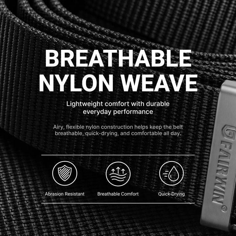 Fairwin Men's Ratchet Belt, Black, Nylon Web 29"-33" photo 5