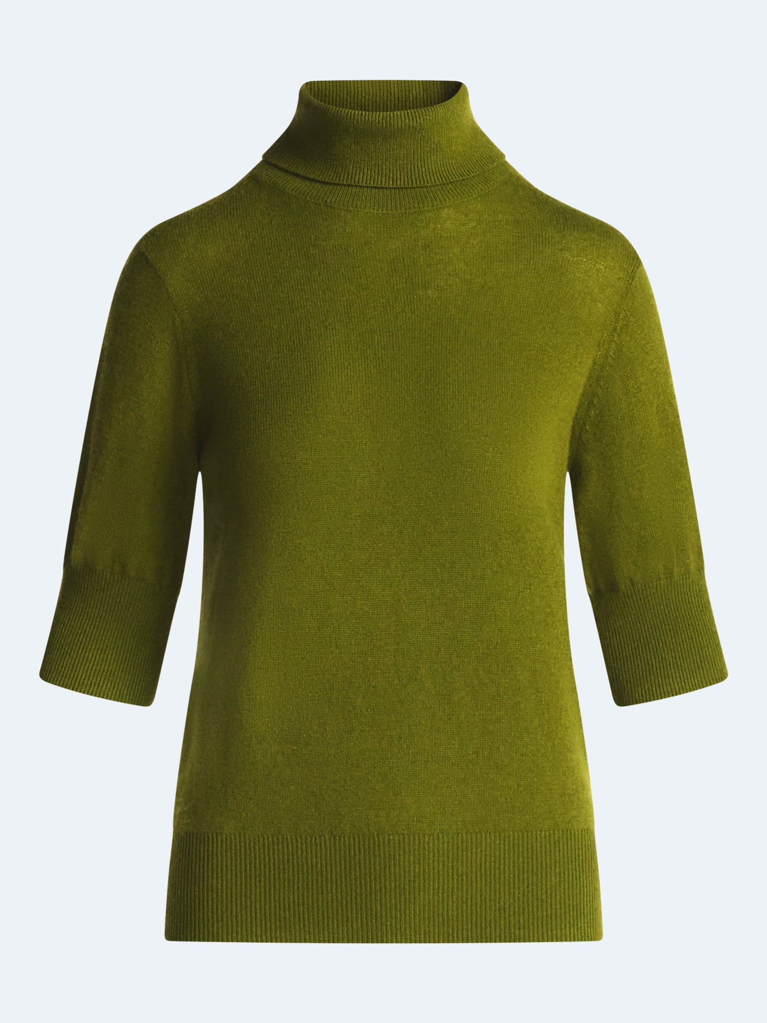 Scoop Women’s and Women’s Plus Cashmere Turtleneck Sweater with Elbow Length Sleeves, Lightweight, XXS-4X