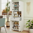 thumbnail image 4 of Gymax 67.5'' Kitchen Pantry Cabinet w/4 Doors 1 Drawer Open Countertop Adjustable Shelf White, 4 of 10