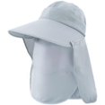 thumbnail image 2 of Sun Hats for Women, UPF 50+ UV Protection Caps with Detachable Neck Face Flap, Ponytail Waterproof Wide Brim Hat with Adjustable Strap Clip, Grey, 2 of 7