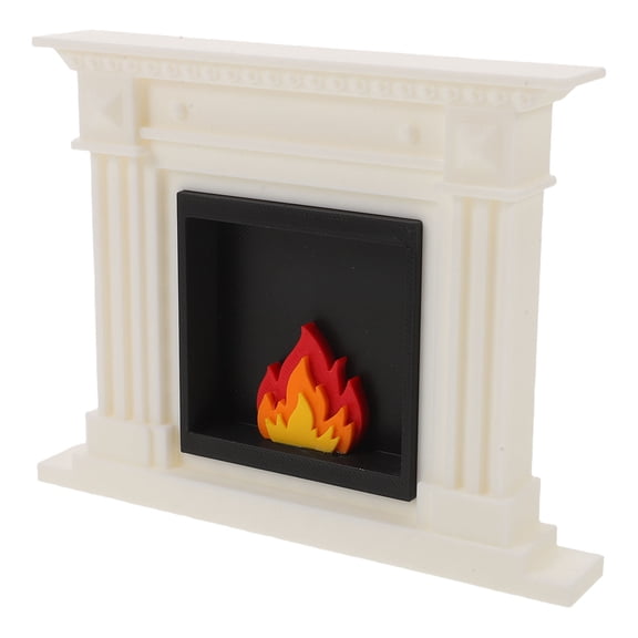 OUNONA Victorian Style Dollhouse Fireplace Model with Elegant White Finish for Holiday Mantel Decoration