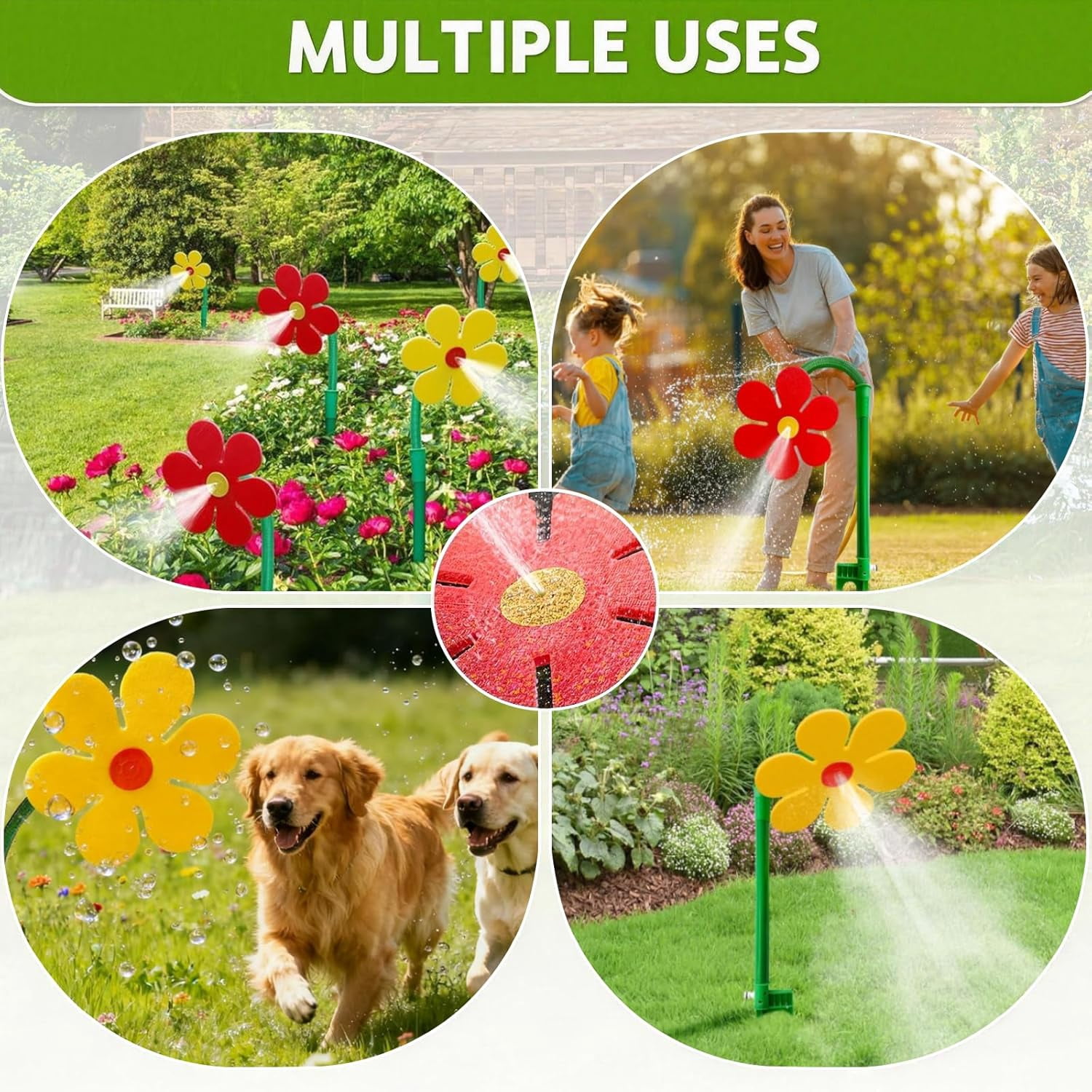 Crazy Daisy Sprinkler Dancing Flower Daisy Water Sprinkler,360 Rotatable Sun Garden Sprinkler Stake with Adapter,Lawn Sprinkler for Yard Watering Dogs  (Yellow)