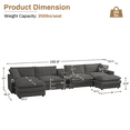thumbnail image 3 of Wiilayok 162.6" U Shaped Sectional Sofa,Velvet Cloud Modular Sectional Sofa Couch Set with Double Chaise,Central Console,Cup Holder for Living Room,Gray, 3 of 10
