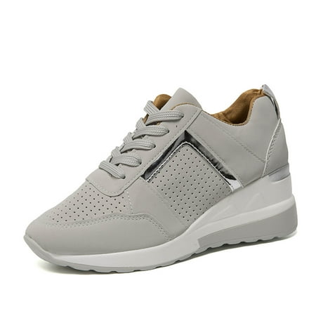 

Lyinloo Autumn New Fashion Casual Sweet Round Toe Increased Sequined Women s Sport Shoes Gray 37