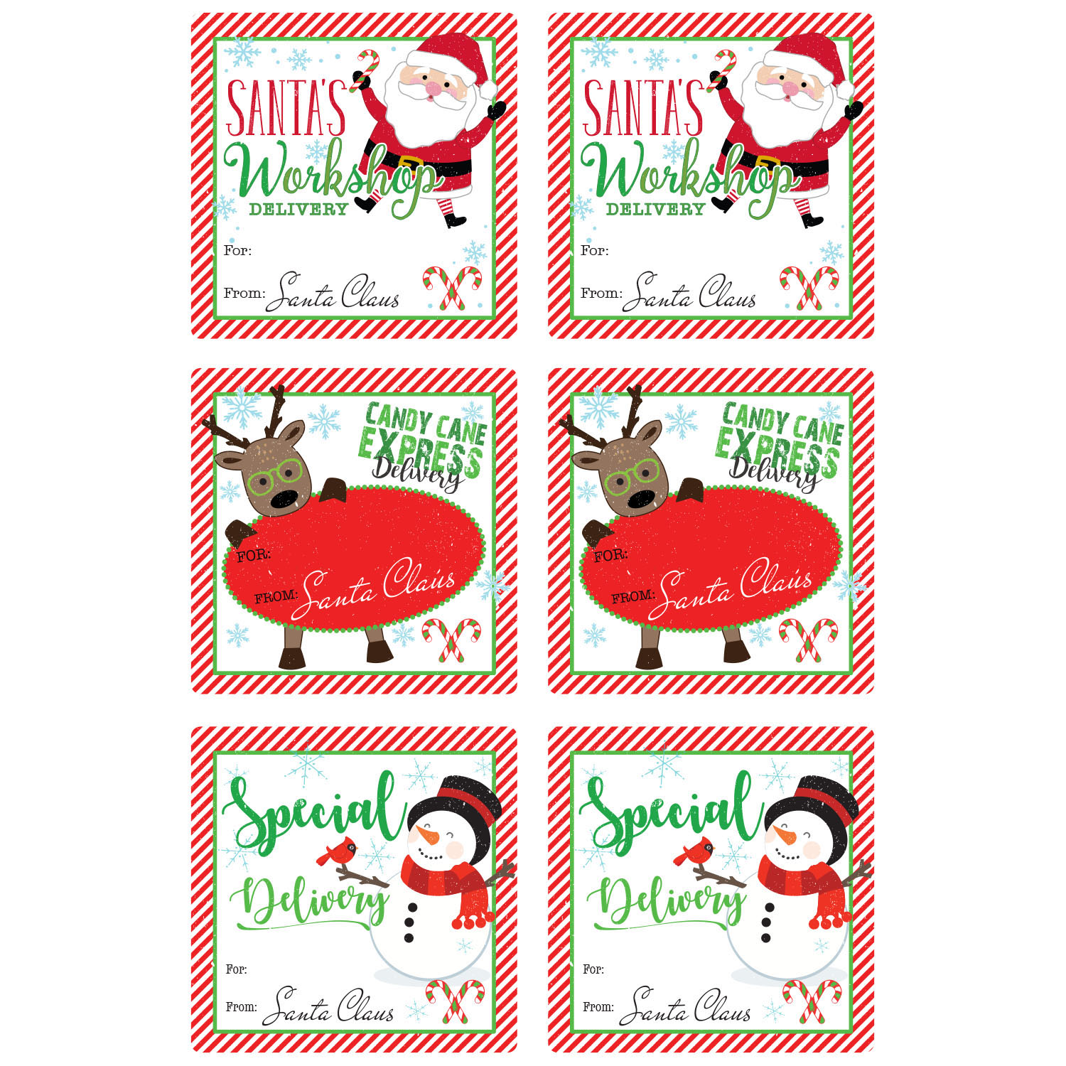 Candy Cane Express Personalized Gift Sticker Set