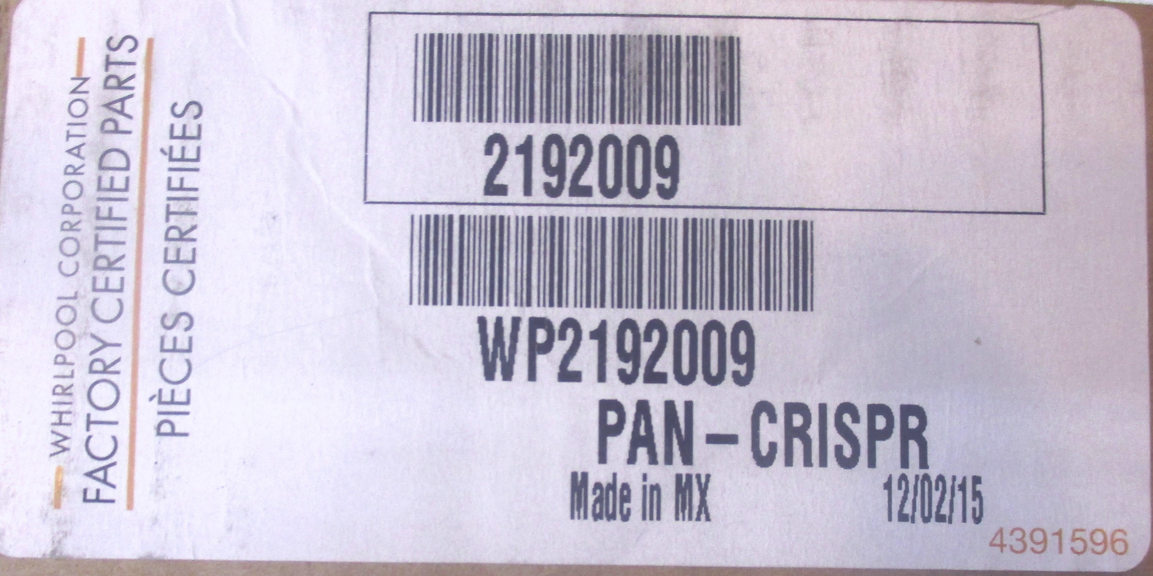 WP2192009 Genuine Whirlpool FCP Refrigerator Crisper Pan AP6006092 PS11739157
