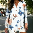 thumbnail image 2 of Plus Size Women's Dressy V-Neck Linen Style Blouse with Long Button Cuff Sleeves, 2 of 5