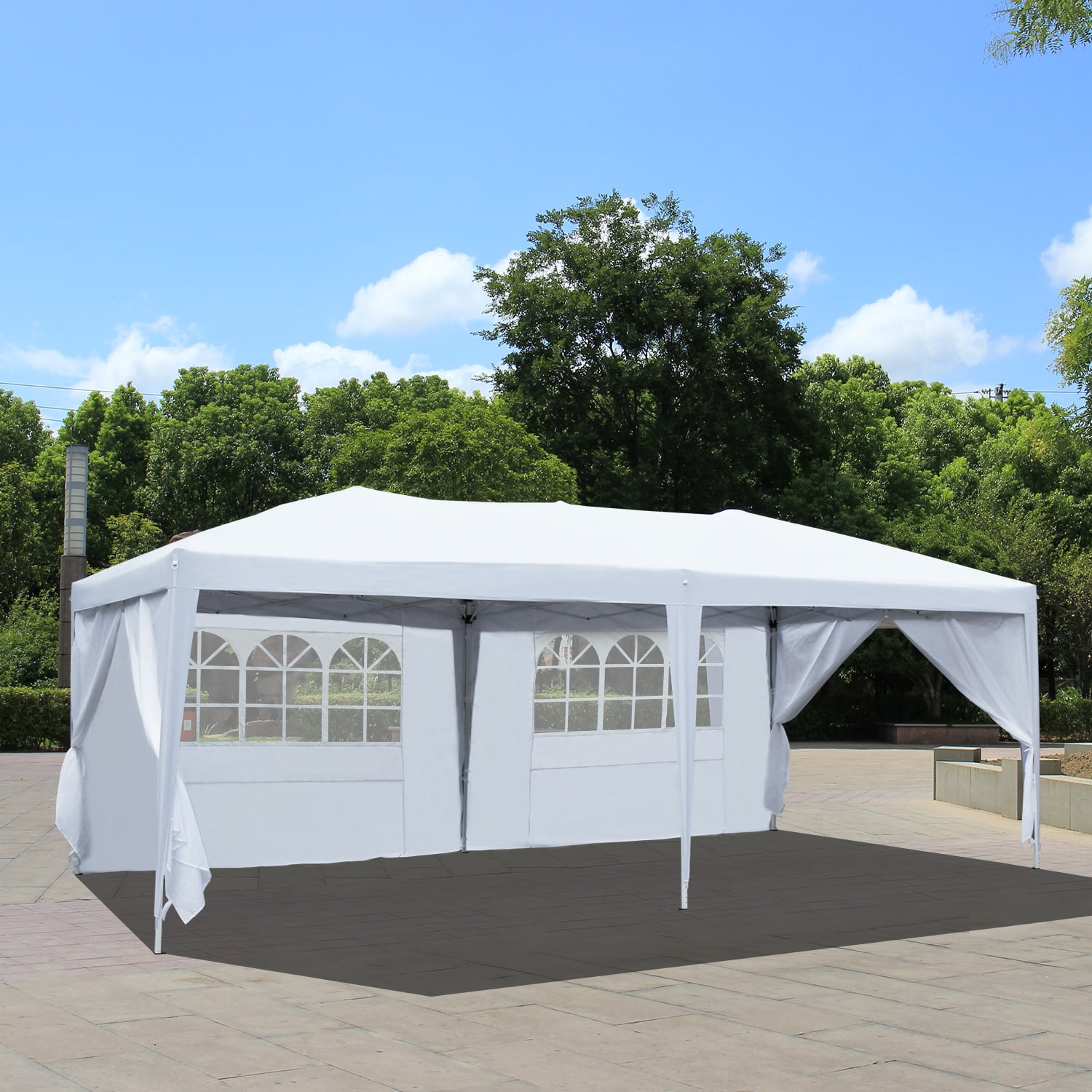 Baner Garden 20 Ft W X 10 Ft D Steel Pop Up Party Tent White Ca A36white Walmart Com Walmart Com