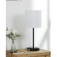 thumbnail image 3 of Mainstays 19 Inch Modern Black Stick Table Lamp with White Fabric Shade and USB Port, 3 of 5