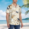thumbnail image 3 of Balery Elegant Butterflies And Pearls Camisas hawaianas de manga corta para hombre, camisas playeras de corte holgado, camisas de vacaciones con botones,Medium, 3 of 7