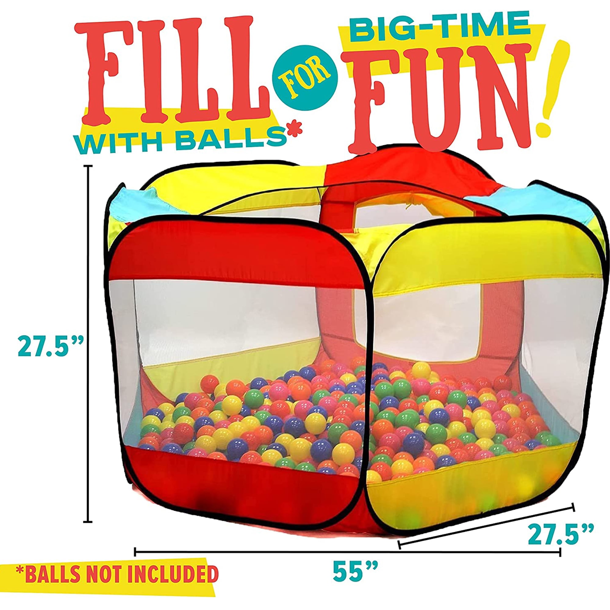 Hey! Play! 6-sided Pop-Up Ball Pit Tent with 200-Balls M350027 - The Home  Depot