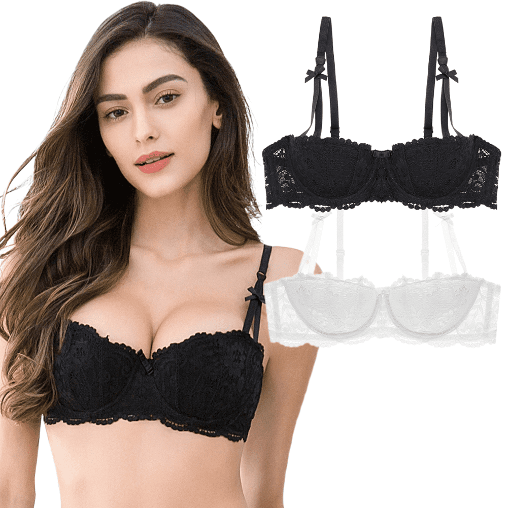 New Arrival Sexy Push up Double Padded Bra for Women Lace Bra for Small Bust  Half Cup Breathable Gathering Soft Stuff Bras for Girls Special Bridal Bras  in Black Skin Gray and