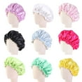thumbnail image 4 of Solid Color Kids Adjustable Reversible Night Sleep Bonnet Shower Hair Care Cap, 4 of 10