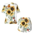thumbnail image 5 of Lsque Sunflowers Leaves And Birds Women's Short-Sleeved Pajama Set - 2 Piece Soft and Lightweight Sleepwear Set-Medium, 5 of 9