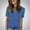 Blue, variant on TAGOLD Summer Casual Tops,Plus Size T-shirt Blouse for Womens, Women's Solid Color Short Sleeved V-Neck Button Casual Fashionable