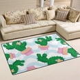 thumbnail image 2 of Dreamtimes Lightweight Non Slip Carpet Mats 60 x 39 inch (5'x 3'3"), Area Soft Rugs Floor Mat Rug Decoration for Kids Room Living Room Cactus On Blue Waves, 2 of 6