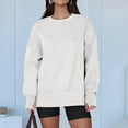 thumbnail image 5 of YDDIAN Oversized Sweatshirt for Women Thumbhole Long Sleeve Crewneck Sweatshirts Fall Fashion Side Slit Fleece Pullover Tops White M, 5 of 5