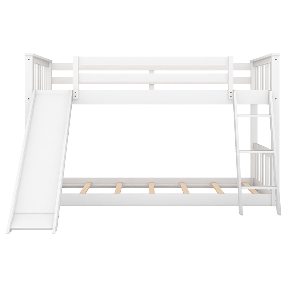 Kadyn Twin over Twin Loft Bed with Convertible Slide and Ladder, White