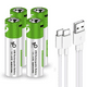 thumbnail image 1 of Paquete con 4 Pilas AA 1.5V Recargables USB-C 2600mWh carga rápida HYGE, 1 of 7