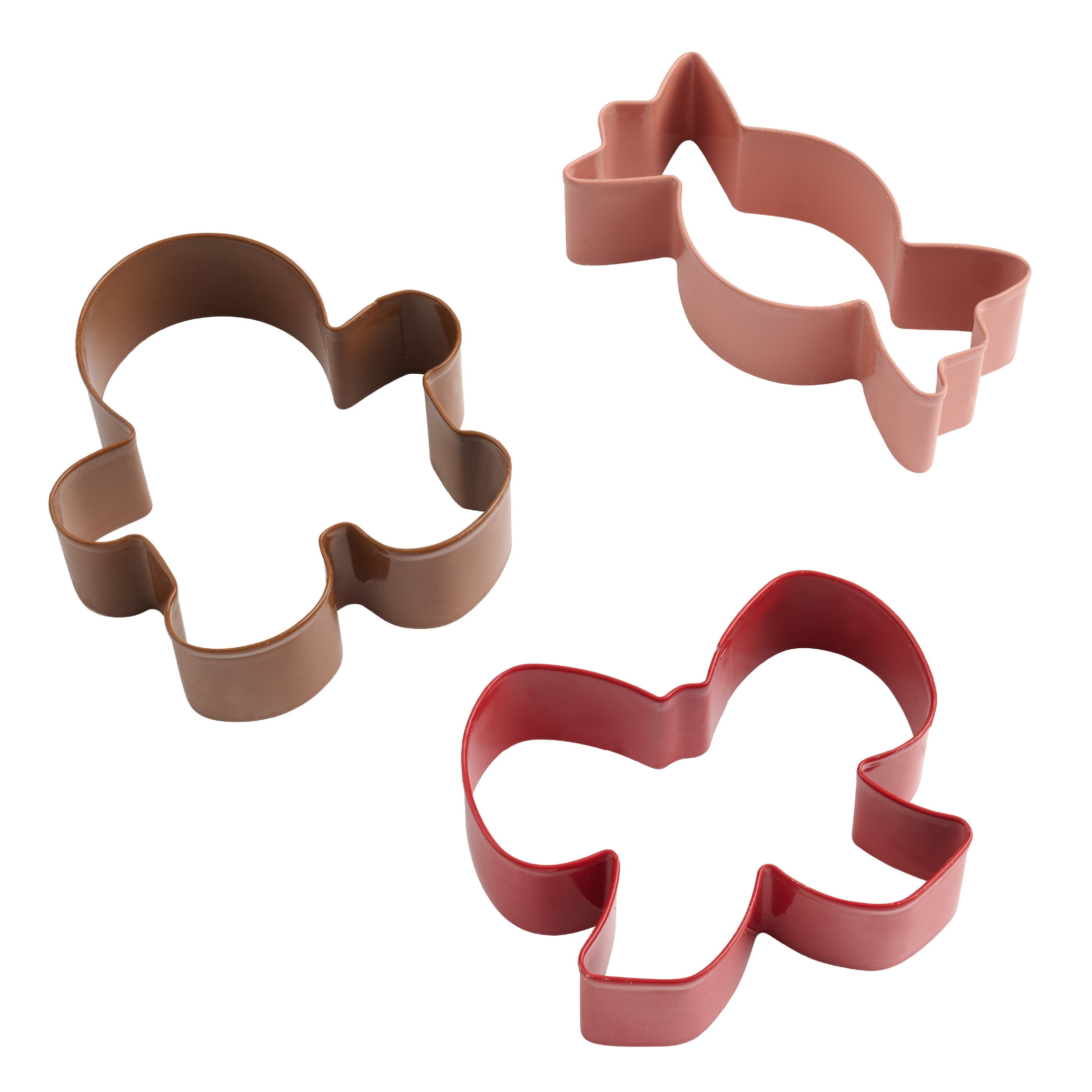 Holiday Time 3-Piece Stainless Steel Cookie Cutters, Gingerbread, Bow and Candy Shapes