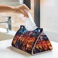 thumbnail image 5 of Goofa Magical Stained Glass Castle Pattern Triangle Square Tissue Box Cover, Modern PVC Leathe Facial Paper Holder,Decorative Holder/Organizer for Bathroom Vanity Countertop, 5 of 9