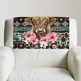 thumbnail image 5 of COEQINE Non-Slip Recliner Headrest Cover PU Leather Head Rest Covers for Recliner Chair with Hook and Loop Straps for Home & Office, 17x27 Inch, American Tribal Highland Cow Hibiscus, 2 Pieces, 5 of 7
