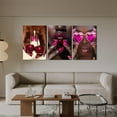 thumbnail image 3 of Black Girl Cherry Wall Art Poster Prints African American Black Woman Wall Decor Fashion Pink Nail Pictures Cherry Painting for Living Room Bedroom Home Decoration（Only canvas）, 3 of 6