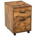 thumbnail image 1 of HOMCOM Vertical Filing Cabinet 2 Drawer, Mobile File Cabinet with Wheels for Letter Size, Home Office Organizer, Rustic Brown, 1 of 10