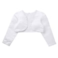 thumbnail image 4 of DPOIS Kids Girls Open Front Dress Coat Long Sleeves Flower Girls Wedding Dress Cover Up Bolero Shrug, 4 of 5