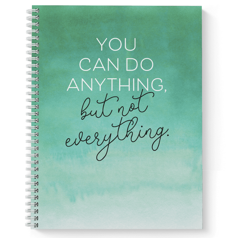 Softcover Not Everything 8.5" x 11" Motivational Spiral Notebook/Journal, 120 Checklist Pages, Durable Gloss Laminated Cover, White Wire-o Spiral. Made in the USA