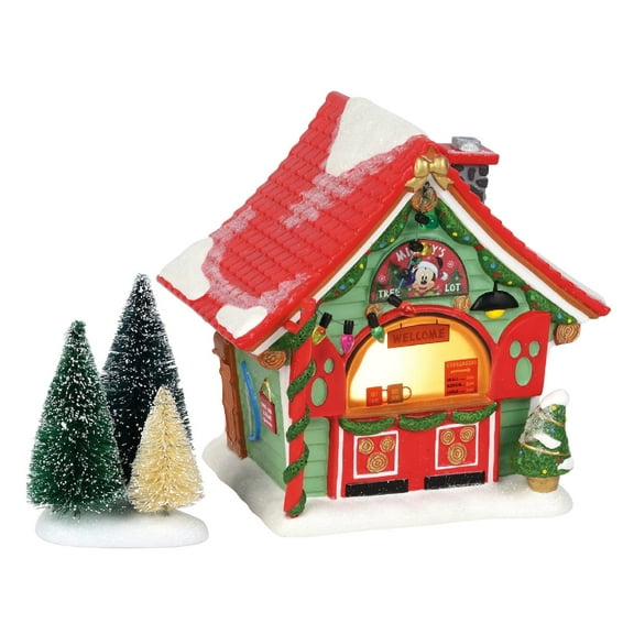 Department 56 Village Mickey's Tree Lot Lighted Building and Trees Set, 2 Pieces
