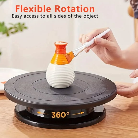 JAMCORAX 11 Inch Rotate Cake Turntable, Smooth Revolving Painting Turn Table,Lightweight Rotating Cake Stand for Paint Spraying Spinner, Decorating, Display and Baking(Black)