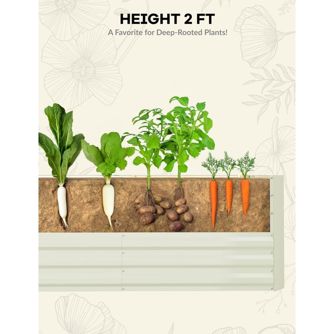 Galvanized Raised Garden Bed,Deep Root Planter Box for Vegetables,Flowers,Herbs-Large Metal Raised Garden Bed Kit Outdoor