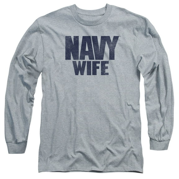 Navy Wife Long Sleeve Adult 18/1 T-Shirt Athletic Heather