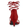 thumbnail image 3 of BLISSFUL STEP Women's Open Toe Kitten Heel Lace Up Sandals, 3 of 7