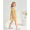 thumbnail image 5 of 18 Months Baby Girls Dress 24 Months Girls Short Sleeve Dress Peter-Pan Collar Bubble Sleeve Toddler Girls Summer Floral Dress Yellow, 5 of 10