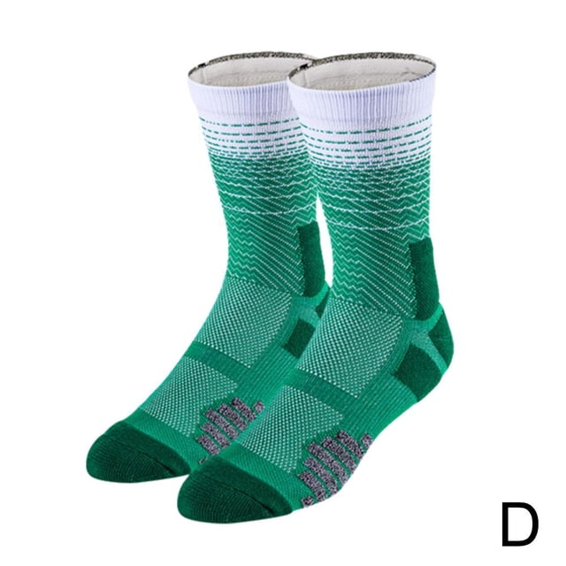 Elite Basketball Socks - Mid-Calf Length, Anti-Slip, Shock-Absorption, Towel Bottom Design, Gradient Color Matching, Suitable for Shoe Sizes 38-45
