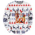 thumbnail image 4 of Chandail à Capuche Sans Capuche pour Hommes Hiver Chaud Col Rond Chandail Imprimé Flocon de Neige Père Noël Décontracté Confortable Doux, 4 of 4