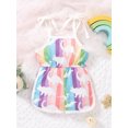 thumbnail image 2 of Bagilaanoe Toddler Baby Girl Jumpsuit Shorts Sleeveless Print Romper Pleated Overalls 12M 18M 24M 3T 4T 5T Kids Short Pants Summer Outfits, 2 of 9