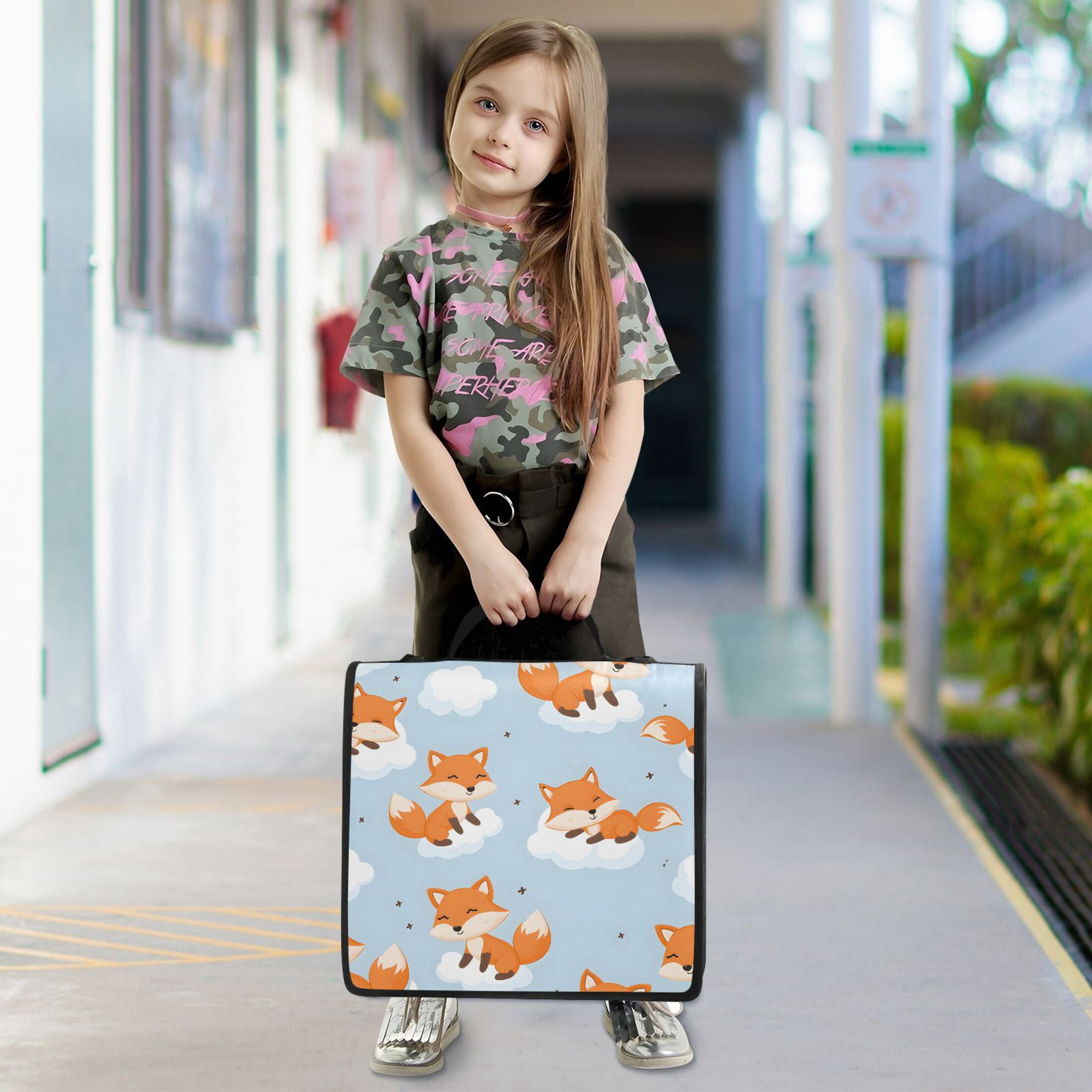 ALAZA Zipper Binder Fox on Cloud 3 Ring Trapper Keeper File Folder Organizer Bag