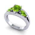 thumbnail image 2 of 2.00 Ct Pear Shape Peridot Gemstone & Natural Diamond Sparkle Wedding Ring for her Solid 14K White Gold Size 6.5 by Diamond-Capitals, 2 of 8