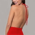 thumbnail image 6 of KIHOUT Women's Halter Neck Deep V-Neck Jumpsuit Sleeveless Backless Wide Leg Formal Blouse for Party Evening Wear, 6 of 9