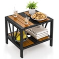 thumbnail image 1 of Patiojoy Table d'Appoint Extérieur avec Trou pour Parasol de 1,57 Pouces Table d'Extrémité de Patio en Métal à 2 Niveaux avec Tablette de Rangement, 1 of 9