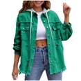 thumbnail image 2 of YUNAFFT Denim Jacket for Women Hooded Distressed with Removable Hood and Button Front Casual Loose Fit Coat, 2 of 9